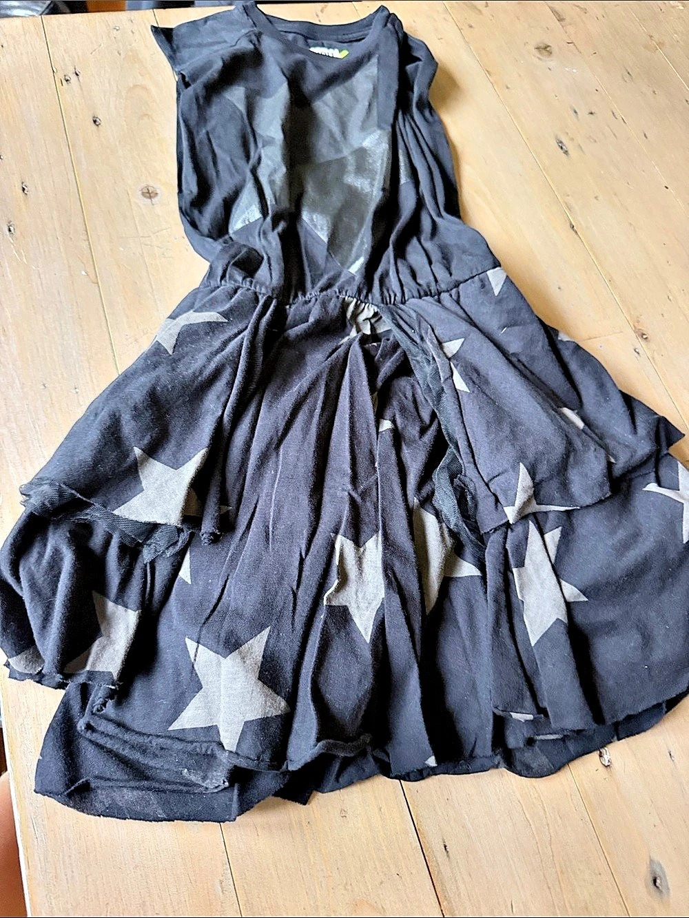 nununu Star Layered Dress Girls' Black & Gray Size 6-7